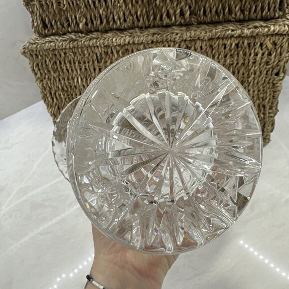 Vintage Lead Crystal Star of David Vase 9” Elegant Decorative Glass - Picture 4 of 9